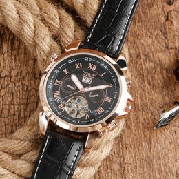 2019 New fashion Mens Leather strap Automatic Wrist watch304s
