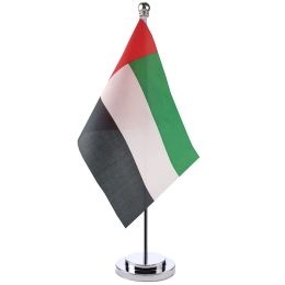 Accessories 14x21cm Office Desk Flag Of United Arabia Emirate Banner Boardroom Table Stand Pole The UAE Cabinet Flag Set Meeting Room Decor