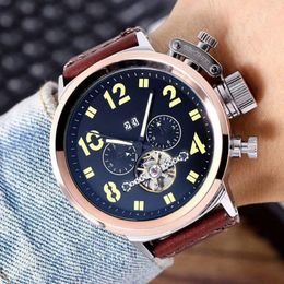 Top brand business mens watches mechanical automatic movement Genuine Leather strap 48mm big dial fashion watch for men christmas 289c