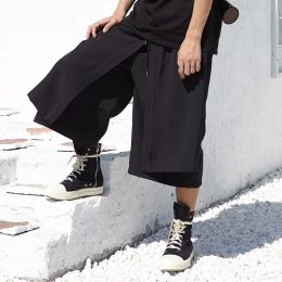 Capris Men Japan Kimono Loose Wide Leg Pant Fashion Casual Skirt Trousers Male Women Streetwear Hip Hop Punk Harem Pants