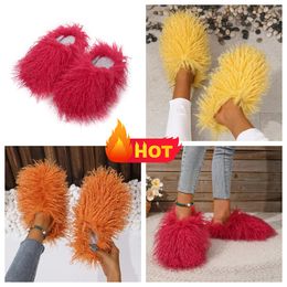 Slippers External Wear GAI Soft Bottom Home Women's Wholesale popular Half pack slippers bigsize Fur Women Slippers Winter sweet Funny maomao style celebrity 36-49