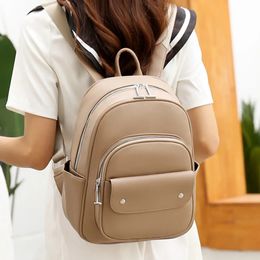 Fashion Backpack Women Shoulder Bag Large Capacity Female Backpacks Soft Leather School for Teenager Girls Travel Rucksack 240323