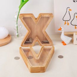 Boxes Twentysix English Alphabet Moneybox Coin Money Piggy Bank Wooden Letter Saving Box Desktop Ornament Home Decor Crafts For Kids