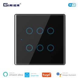Control GIRIER Smart Wifi Switch Brazil 4/6 Gang Smart Touch Panel Switches 100250V Neutral Wire Required Works with Alexa Google Home