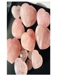 Natural Rose Quartz Heart Shaped Pink Crystal Carved Palm Love Healing Gemstone Lover Gife Stone Crystal Heart Gems 25257mm8190967