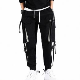 mens trousers Hip Hop Cargo Pants Joggers Men Ribbs Pockets new fi Casual Trousers Male Trend High Street Pants S5uI#