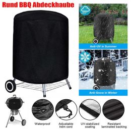Grills 210D Outdoor Round Barbecue Cover Weber Heavy Duty Grill Cover Fire Pit Stove Waterproof Cover Gas Charcoal Electric BBQ Cover