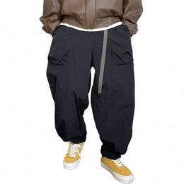 american Trend Hip Hop Baggy Pants For Men Clothing Harajuku Casual Loose Cargo Pants Korean Streetwear Black Trousers Male P5jY#