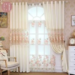 Curtains White Shiny Fabric Embroidered Hollow Splicing Curtains for Living Room Bedroom Balcony Customised Finished Window Screen