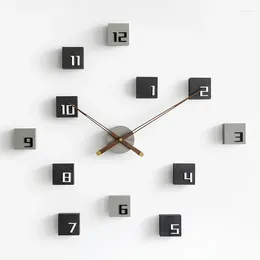 Wall Clocks Nordic Creative Diy Clock Wood Living Room Silent Self Adhesive Sticker Decoration Watch Background Gift