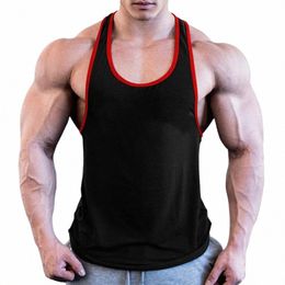 men Gym Singlet Stringer Muscle Tank Tops Fitn Sport Shirt Y BACK Racer Workout Vest P2vp#