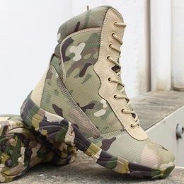 Fitness Shoes Camouflage High Tube Military Tactical Desert Boots Men Outdoor Jungle Climbing Hunting Breathable Army Fans Combat Sports