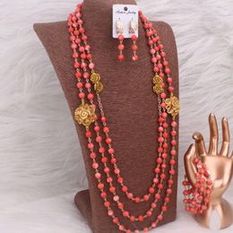 Necklace Earrings Set Dudo Design Nigerian Nature Coral Beads For Women Weddings