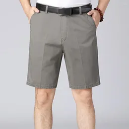 Men's Shorts Summer Short Pants Business Style Knee-length With Zipper Closure Side Pockets Soft Breathable For Father