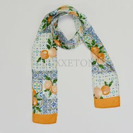 Scarves Fashion Skinny Scarf Women Twill Printing Tie Bag Handle Ribbon Hair Band Women's Headscarf Design Silk