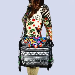 Shoulder Bags Fees Vintage Hmong Tribal Ethnic Thai Boho Bag Message For Women Embroidery Tapestry SYS-570