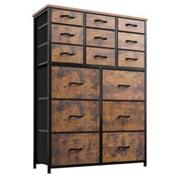 Enhomee 15 Dresser Tall with Wood Top and Metal Frame, Large Bedroom Dressers & Chest of Drawers for Bedroom, Closets, Nursery, Living Room, Rustic Brown