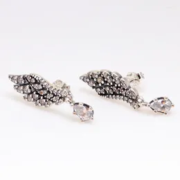 Stud Earrings S925 Sterling Silver Earring Creative Angel Wing Feather Female Pan