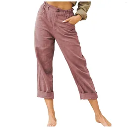 Women's Pants Fashion Solid Color Cotton Linen Loose High Waist Casual For Women Ropa De Mujer Pantalones