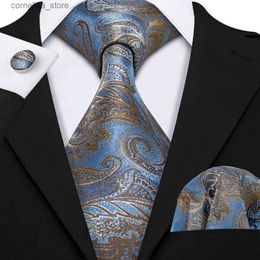 Neck Ties Neck Ties Luxurious Blue Paisley Suit Tie 100% Silk Men Tie For Wedding Business Barry.Wang Necktie Handkerchief Mens Dress Ties LS-5057 Y240325