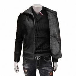 2023 Autumn Winter Men Fi Bomber Shearling Aviator Leather Jacket Vintage Biker Motorcycle Leather Jackets Warm Coats R2tu#