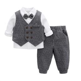 Children's suit Boy's waistcoat gentleman's striped bow three-piece suit