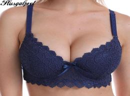 Push Up Padded Bras for Women Lace Emboridery Plus Size Bra Add Two Cup Underwire Brassiere 44B 44C 46B 46C 48B 48C61477277478253