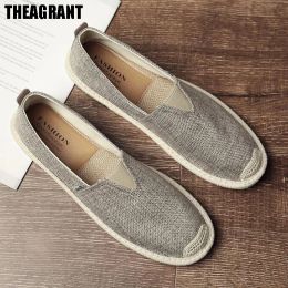 Shoes THEAGRANT 2022 Canvas Men Shoes Flat Linen Man Casual Shoes Autumn Slip on Loafers Chinese Espadrille Drive Walk Shoes MFS3035