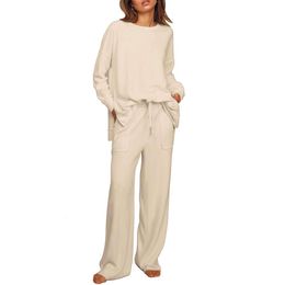 ETCYY NEW Lounge Sets for Women 2 Piece Outfits with Side Split Sweatshirt Tops and Wide Leg Sweatpants