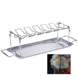 Tools Stainless Steel Chicken Wing Leg Rack With Drip Tray Barbecue Bracket BBQ Dishes For Grill Smoker Picnic Holder Cooking