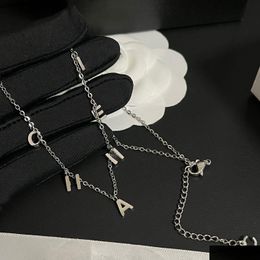 Pendant Necklaces Top Quality Esigner Pendants Never Fading Sier Plated Stainless Steel C Letter Choker Necklace Chain Jewellery Accesso Oty1R