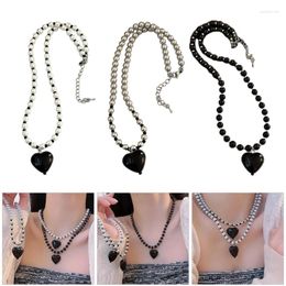 Pendant Necklaces Heart Charm Beads Necklace For Women Girl Neck Chain Choker Collar