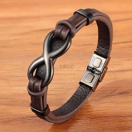 Chain TYO Luxury Genuine Leather Unlimited Symbol Mens Bracelets Stainless Steel Buckle Couple Bracelets Jewellery Direct Shipping Wholesale 24325