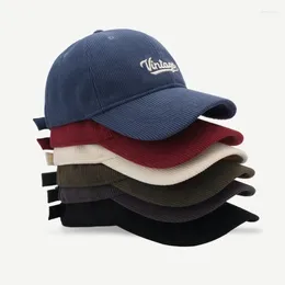 Ball Caps High-quality Korean Tide Brand Letter Embroidered Baseball Cap For Men And Women Autumn Spring Corduroy