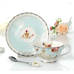 Cups Saucers Romantic Europe Coffee Cup Saucer Set Creative Ceramic Advanced Valentine Flower Tea Teacup Gift Porcelain Drinkware