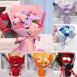 Decorative Flowers 1pc Handmade Immortal Floral Soap Simulation Bouquet Christmas Valentine's Day Mother's Gift Creative Design Giving