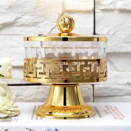 Jars Creativity Golden Jars with Lid European Palace Classical Candy Snacks Acrylic Mason Jar Home Coffee Table Desktop Canister Set