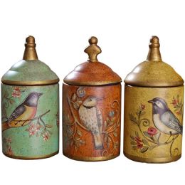 Jars Vintage Ceramic Kitchen Canister Jars Storage Bottles Retro Tea Candy Tin Sugar Pot Organiser Painted Storage Jar Cans Cooking