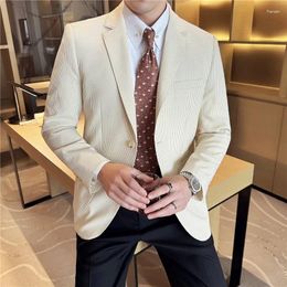 Men's Suits Main Push Explosive Texture Grain Seersucker Stripe Casual Trend Suit Jacket Personality Light Clothing