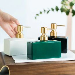 Dispensers Creative Gold Press Lotion Bottle Hand Sanitizer Shampoo Ceramics Bottle Bathroom Accessories Soap Dispenser Bathroom Decoration