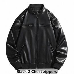 stand Collar Men Leather Jackets Motocycle Faux Leather Drive Coat Windbreaker PU Biker Overcoat Bomber VIntage Aviator Jackets j7Vn#