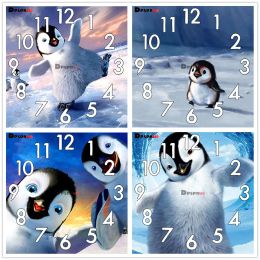 Stitch Dpsprue Full Diamond Painting Cross Stitch With Clock Mechanism Mosaic 5D Diy Square Round penguin 3d Embroidery Gift HG16