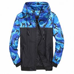 men's Casual Hooded Bomber Jacket Wind Breaker Spring Autumn Thin Camoue Hoodies Men Outdoor Youth Fi Men Top Clothing N5Of#
