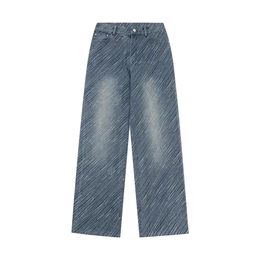 Blue Jeans Designer genähte Träne trendige Marke Retro-Hose lässig einfarbig klassische Jeans mit geradem Bein Motorradhose Herren und Damen Rock Revival L