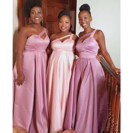 New Arrival One Shoulder Bridesmaid Dresses Floor Length A-Line Long Maid of Honor Gowns African Plus Size Wedding Guest Party Gowns