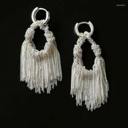 Dangle Earrings Handmade Heavy Industry Woven Galaxy Tassel Female Special-Interest Design Personality Shining Chain