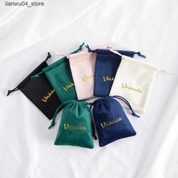 Evening Bags 50 custom text velvet Drstring storage bags portable small Drstring jewelry storage bags wedding gift bags Q240225