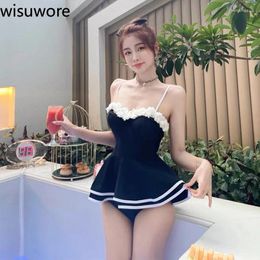 Women's Swimwear Wisuwore One Piece Swimsuit Women Lace-up Solid Dress Sexy Floral Bathing Suit Holiday Party Beachwear Ladies 2024