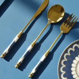 Sets 3Pcs/set Stainless Steel Cutlery Set Gold Dinnerware Spoon and Fork Knife Dinner Dinnerware Set