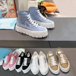 2024 Casual shoes womens designer shoe platform Sports Trainers woman lace-up sneaker leather cloth Flat bottom lady gym sneakers High cut shoes size 35-40-41